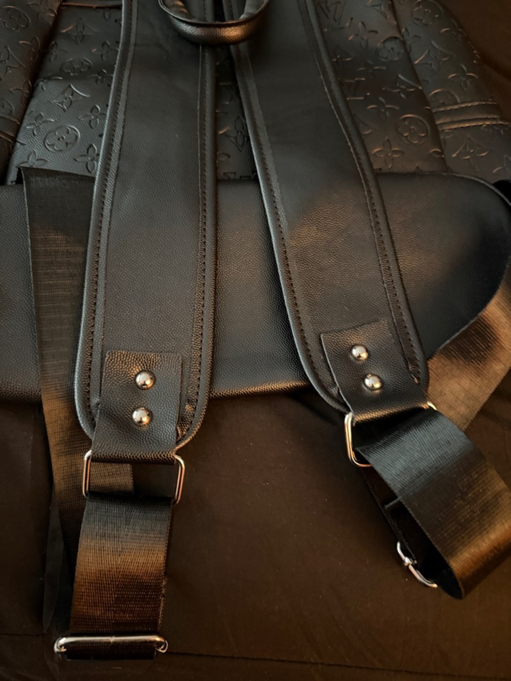 Embossed Monogram Black Backpack - Picture 7 of 11